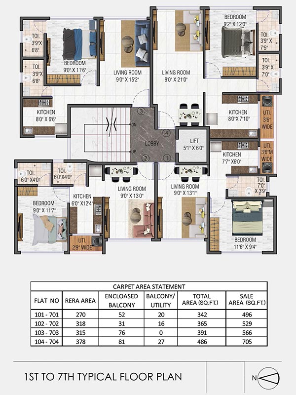 श्री दत्त IMPERIAL Typical Floor Plan